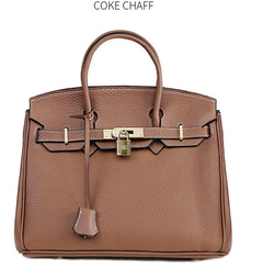 Platinum Lychee Leather Handbag