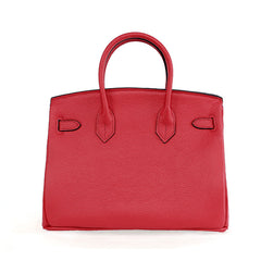 Platinum Lychee Leather Handbag