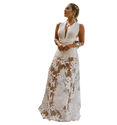 Chic V-Neck Sequin Gala Dress
