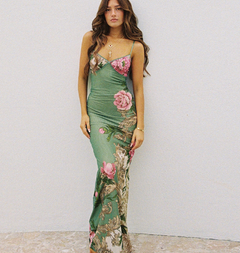 Chic Floral Lace Maxi Dress with Side Slits