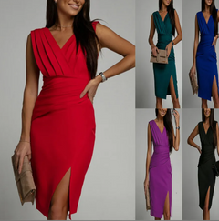 Elegant High-Waist V-Neck Dress