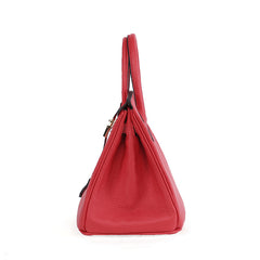 Platinum Lychee Leather Handbag