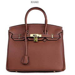 Platinum Lychee Leather Handbag