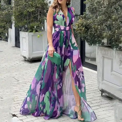 Chic Women's V-Neck Slit Dress