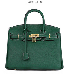 Platinum Lychee Leather Handbag