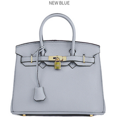 Platinum Lychee Leather Handbag