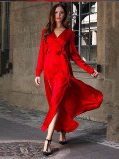 Chic Split V-Neck Gala Dress