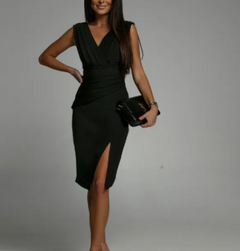 Elegant High-Waist V-Neck Dress