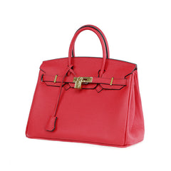 Platinum Lychee Leather Handbag