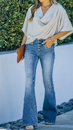 High Waist Bottom Up '70s Flare Jeans