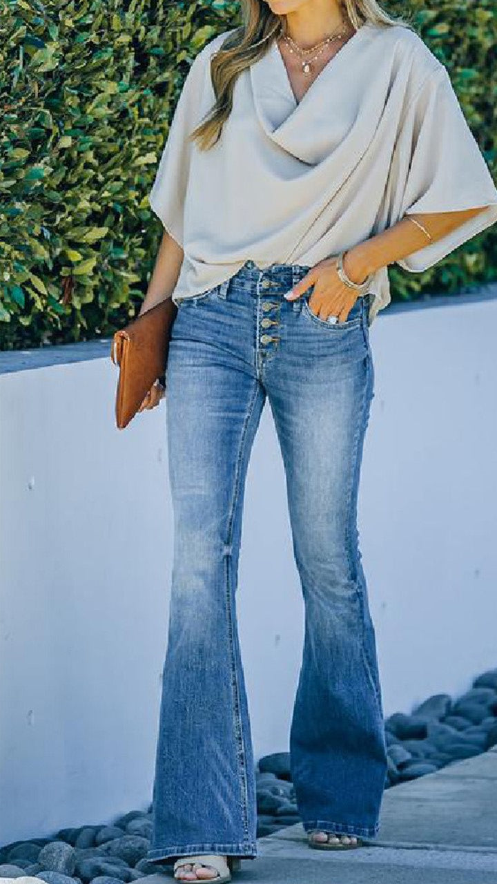 High Waist Bottom Up '70s Flare Jeans