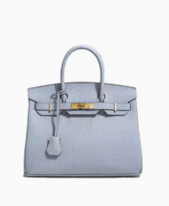 Platinum Lychee Leather Handbag