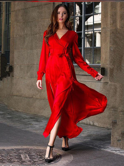 Chic Split V-Neck Gala Dress