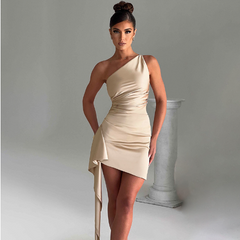 Chic One-Shoulder Party Mini Dress