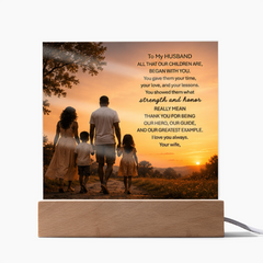 Thank You Gifts for Dad from Wife - Father's Day, Birthday Gifts for Dad, To Dad Acrylic Plaque with Wood Base, Home or Office Keepsake Presents for Dad