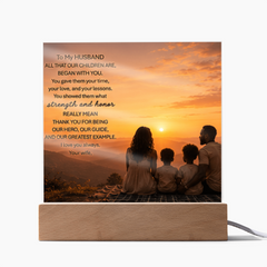 Thank You Gifts for Dad from Wife - Father's Day, Birthday Gifts for Dad, To Dad Acrylic Plaque with Wood Base, Home or Office Keepsake Presents for Dad