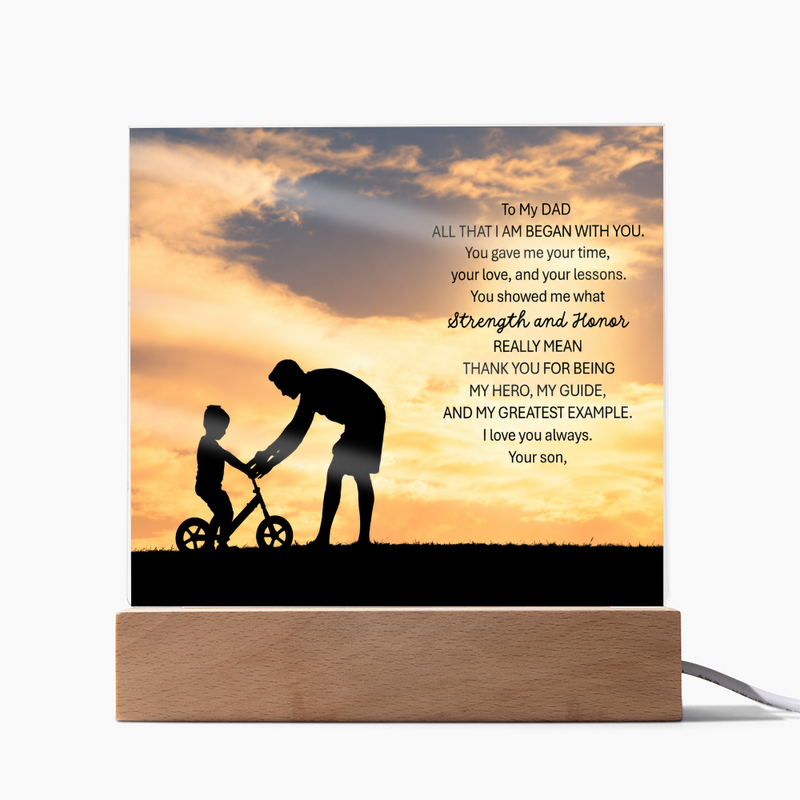 Thank You Gifts for Dad from Son -  Father's Day, Birthday Gifts To My Dad Acrylic Plaque with Wood Base, Home or Office Keepsake