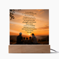 Thank You Gifts for Dad from Wife - Father's Day, Birthday Gifts for Dad, To Dad Acrylic Plaque with Wood Base, Home or Office Keepsake Presents for Dad