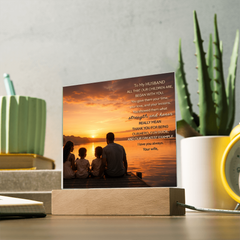 Thank You Gifts for Dad from Wife - Father's Day, Birthday Gifts for Dad, To Dad Acrylic Plaque with Wood Base, Home or Office Keepsake Presents for Dad
