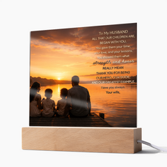 Thank You Gifts for Dad from Wife - Father's Day, Birthday Gifts for Dad, To Dad Acrylic Plaque with Wood Base, Home or Office Keepsake Presents for Dad