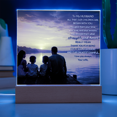 Thank You Gifts for Dad from Wife - Father's Day, Birthday Gifts for Dad, To Dad Acrylic Plaque with Wood Base, Home or Office Keepsake Presents for Dad