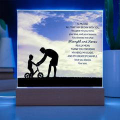 Thank You Gifts for Dad from Son -  Father's Day, Birthday Gifts To My Dad Acrylic Plaque with Wood Base, Home or Office Keepsake