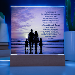 Thank You Gifts for Dad from Wife - Father's Day, Birthday Gifts for Dad, To Dad Acrylic Plaque with Wood Base, Home or Office Keepsake Presents for Dad