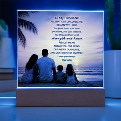Thank You Gifts for Dad from Wife - Father's Day, Birthday Gifts for Dad, To Dad Acrylic Plaque with Wood Base, Home or Office Keepsake Presents for Dad