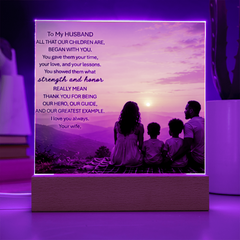 Thank You Gifts for Dad from Wife - Father's Day, Birthday Gifts for Dad, To Dad Acrylic Plaque with Wood Base, Home or Office Keepsake Presents for Dad