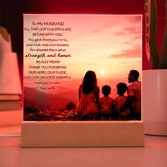 Thank You Gifts for Dad from Wife - Father's Day, Birthday Gifts for Dad, To Dad Acrylic Plaque with Wood Base, Home or Office Keepsake Presents for Dad