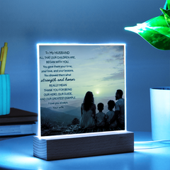 Thank You Gifts for Dad from Wife - Father's Day, Birthday Gifts for Dad, To Dad Acrylic Plaque with Wood Base, Home or Office Keepsake Presents for Dad