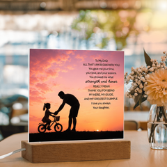 Thank You Gifts for Dad from Daughter - Father's Day, Birthday Gifts for Dad, To My Dad Acrylic Plaque with Wood Base, Home or Office Keepsake Presents for Dad