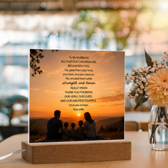 Thank You Gifts for Dad from Wife - Father's Day, Birthday Gifts for Dad, To Dad Acrylic Plaque with Wood Base, Home or Office Keepsake Presents for Dad
