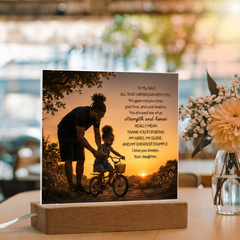 Thank You Gifts for Dad from Daughter - Father's Day, Birthday Gifts for Dad, To My Dad Acrylic Plaque with Wood Base, Home or Office Keepsake Presents for Dad