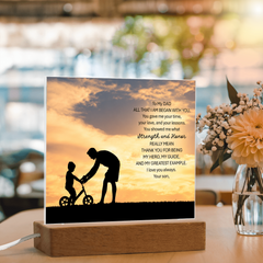 Thank You Gifts for Dad from Son -  Father's Day, Birthday Gifts To My Dad Acrylic Plaque with Wood Base, Home or Office Keepsake