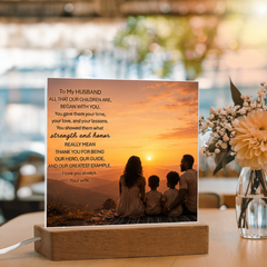 Thank You Gifts for Dad from Wife - Father's Day, Birthday Gifts for Dad, To Dad Acrylic Plaque with Wood Base, Home or Office Keepsake Presents for Dad