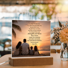 Thank You Gifts for Dad from Wife - Father's Day, Birthday Gifts for Dad, To Dad Acrylic Plaque with Wood Base, Home or Office Keepsake Presents for Dad