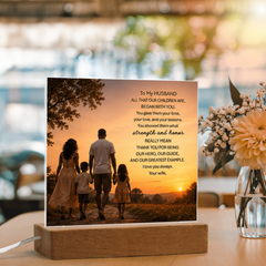 Thank You Gifts for Dad from Wife - Father's Day, Birthday Gifts for Dad, To Dad Acrylic Plaque with Wood Base, Home or Office Keepsake Presents for Dad