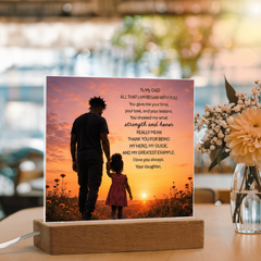 Thank You Gifts for Dad from Daughter - Father's Day, Birthday Gifts for Dad, To My Dad Acrylic Plaque with Wood Base, Home or Office Keepsake Presents for Dad