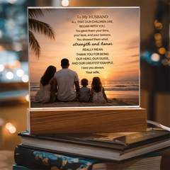 Thank You Gifts for Dad from Wife - Father's Day, Birthday Gifts for Dad, To Dad Acrylic Plaque with Wood Base, Home or Office Keepsake Presents for Dad
