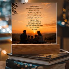 Thank You Gifts for Dad from Wife - Father's Day, Birthday Gifts for Dad, To Dad Acrylic Plaque with Wood Base, Home or Office Keepsake Presents for Dad