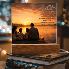 Thank You Gifts for Dad from Wife - Father's Day, Birthday Gifts for Dad, To Dad Acrylic Plaque with Wood Base, Home or Office Keepsake Presents for Dad