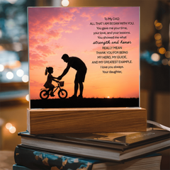 Thank You Gifts for Dad from Daughter - Father's Day, Birthday Gifts for Dad, To My Dad Acrylic Plaque with Wood Base, Home or Office Keepsake Presents for Dad
