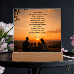 Thank You Gifts for Dad from Wife - Father's Day, Birthday Gifts for Dad, To Dad Acrylic Plaque with Wood Base, Home or Office Keepsake Presents for Dad