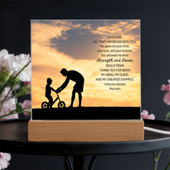 Thank You Gifts for Dad from Son -  Father's Day, Birthday Gifts To My Dad Acrylic Plaque with Wood Base, Home or Office Keepsake