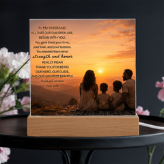 Thank You Gifts for Dad from Wife - Father's Day, Birthday Gifts for Dad, To Dad Acrylic Plaque with Wood Base, Home or Office Keepsake Presents for Dad