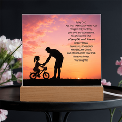Thank You Gifts for Dad from Daughter - Father's Day, Birthday Gifts for Dad, To My Dad Acrylic Plaque with Wood Base, Home or Office Keepsake Presents for Dad