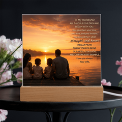 Thank You Gifts for Dad from Wife - Father's Day, Birthday Gifts for Dad, To Dad Acrylic Plaque with Wood Base, Home or Office Keepsake Presents for Dad