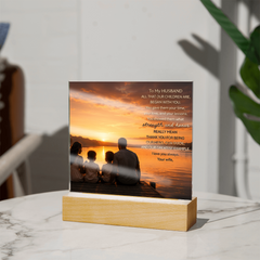 Thank You Gifts for Dad from Wife - Father's Day, Birthday Gifts for Dad, To Dad Acrylic Plaque with Wood Base, Home or Office Keepsake Presents for Dad