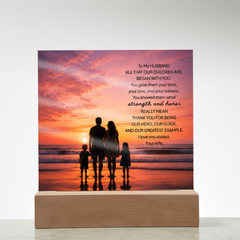 Thank You Gifts for Dad from Wife - Father's Day, Birthday Gifts for Dad, To Dad Acrylic Plaque with Wood Base, Home or Office Keepsake Presents for Dad